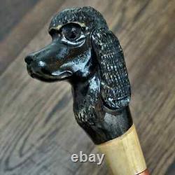 Walking Stick Cane Wooden Walking Cane Handmade Hand Carving Poodle black