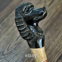 Walking Stick Cane Wooden Walking Cane Handmade Hand Carving Poodle black