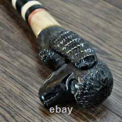 Walking Stick Cane Wooden Walking Cane Handmade Hand Carving Poodle black