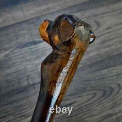 Walking Stick Cane Wooden Walking Cane Handmade Hand Carving Rottweiler UK