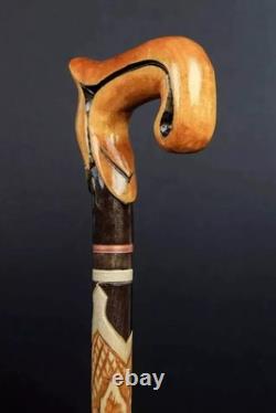 Walking Stick Carved Ergonomic Artisan Cane Wooden Handmade Exclusive Victorian