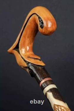 Walking Stick Carved Ergonomic Artisan Cane Wooden Handmade Exclusive Victorian
