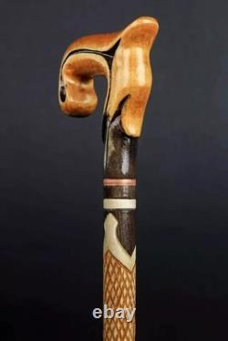 Walking Stick Carved Ergonomic Artisan Cane Wooden Handmade Exclusive Victorian
