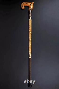 Walking Stick Carved Ergonomic Artisan Cane Wooden Handmade Exclusive Victorian