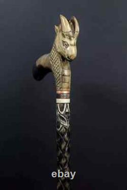 Walking Stick Carved Goat Artisan Cane Wooden Goat Handmade Exclusive Victorian