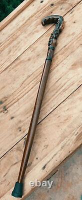 Walking Stick, Christian Wooden Cross Walking Cane Handcrafted Carved Wood