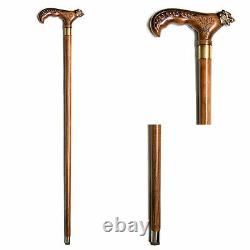 Walking Stick Dark Wolf Walking cane Wood Cane Hand Carved Hiking