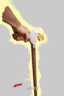 Walking Stick Hand Carved Eagle Head Handle Wooden Handmade Bird Walking Cane1