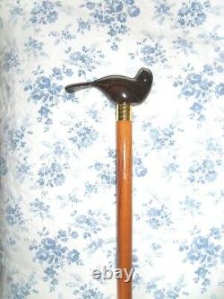 Walking Stick Hand Carved Wood Bird Handle 32.5/82.5cm & Wrist Strap (Short)