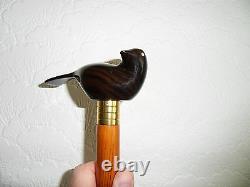 Walking Stick Hand Carved Wood Bird Handle 32.5/82.5cm & Wrist Strap (Short)