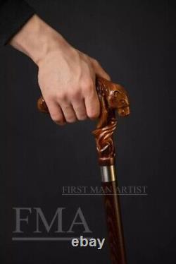 Walking Stick Handle Giant Sloth Wooden Hand Carved Animal Walking Cane Stick