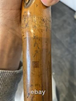 Walking Stick Japanese Carved Bamboo Carved Depicting Samurai and Snake