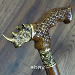 Walking Stick Rhinoceros Rhino OAK wood Canes Wooden Cane Handcrafted