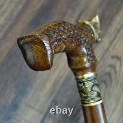 Walking Stick Rhinoceros Rhino OAK wood Canes Wooden Cane Handcrafted