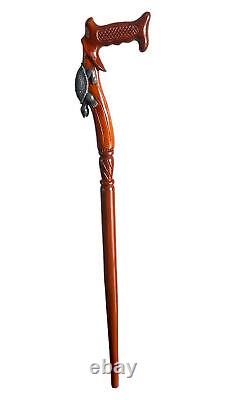 Walking Stick Turtle Hand Carved Head Designer Walking Cane Elegant Wood