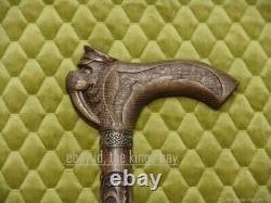 Walking Stick Walrus Head Handle Wooden Hand Carved Walking Cane Best Xmas Gifts