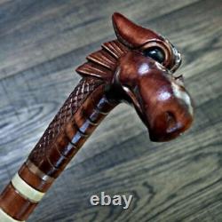 Walking Stick Wooden Canes Hand-Carved Carving Handmade Dragon Cane