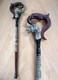 Walking Stick cane wolf Carved handle and staff Wood walking stick Hand carved