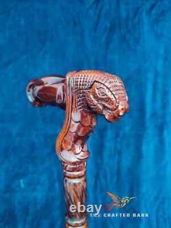 Walking stick Handcrafted Wooden Carved Cane featuring a Dinosaur Design Best