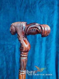 Walking stick Handcrafted Wooden Carved Cane featuring a Dinosaur Design Best