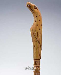 Walking stick cane eagle birds handle hand carved walking stick wooden vintage