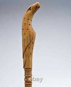 Walking stick cane eagle birds handle hand carved walking stick wooden vintage