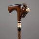 Walking stick carved wood with rubber tip, Bull head walking cane for Adult