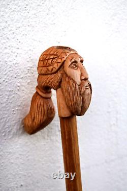Walking stick realistic wood wood carving hand carved hiking staff wood