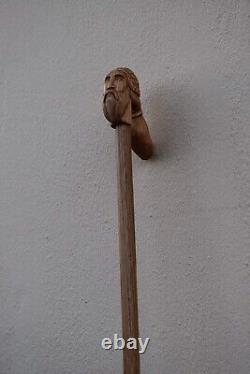 Walking stick realistic wood wood carving, hand carved hiking staff wood