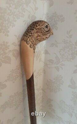 Walking stick / shooting / dress stick. Hand carved Hen Pheasant