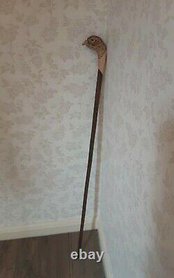 Walking stick / shooting / dress stick. Hand carved Hen Pheasant