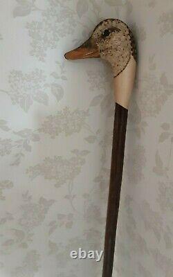 Walking stick / shooting stick / dress stick. Hand carved Female Mallard