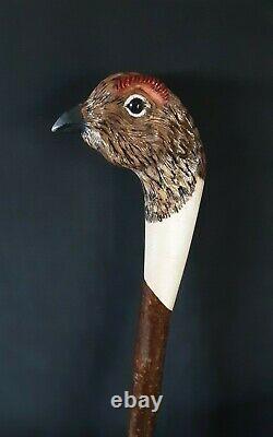 Walking stick / shooting stick / dress stick. Hand carved Grouse