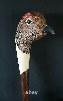 Walking stick / shooting stick / dress stick. Hand carved Grouse