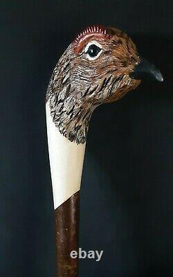 Walking stick / shooting stick / dress stick. Hand carved Grouse