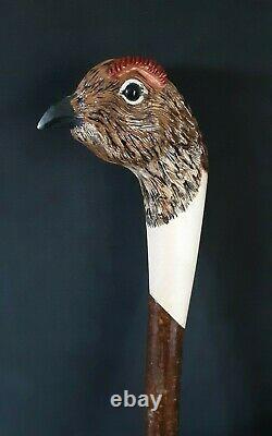 Walking stick / shooting stick / dress stick. Hand carved Grouse