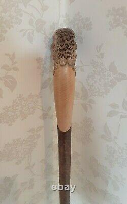 Walking stick / shooting stick / dress stick. Hand carved Hen Pheasant