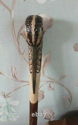 Walking stick / shooting stick / dress stick. Hand carved Snipe