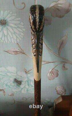 Walking stick / shooting stick / dress stick. Hand carved Snipe