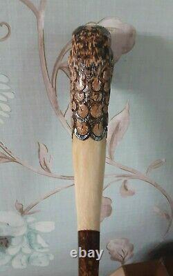 Walking stick / shooting stick / dress stick. Hand carved Snipe