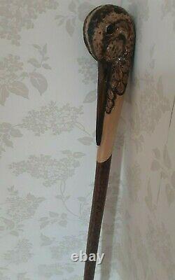 Walking stick / shooting stick / dress stick. Hand carved Snipe