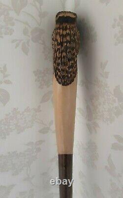 Walking stick / shooting stick / dress stick. Hand carved Woodcock