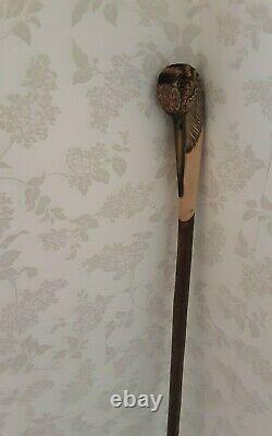 Walking stick / shooting stick / dress stick. Hand carved Woodcock