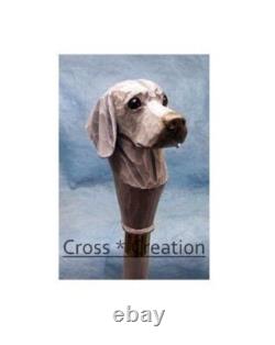Weimaraner Dog Head Carved HandlE Wooden Walking Stick Cane Best Unique Style