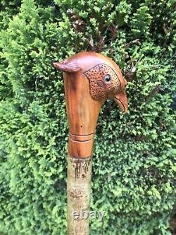 Welsh Handcrafted Carved Cock Pheasant Head Handle Walking Stick