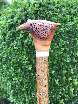 Welsh Handcrafted Carved Cock Pheasant Head Handle Walking Stick