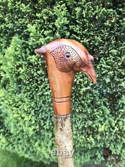 Welsh Handcrafted Carved Cock Pheasant Head Handle Walking Stick