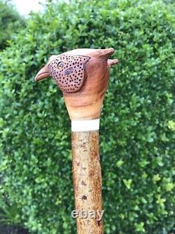 Welsh Handcrafted Carved Cock Pheasant Head Handle Walking Stick