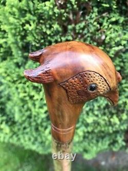 Welsh Handcrafted Carved Cock Pheasant Head Handle Walking Stick