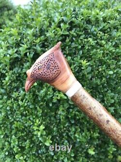 Welsh Handcrafted Carved Cock Pheasant Head Handle Walking Stick